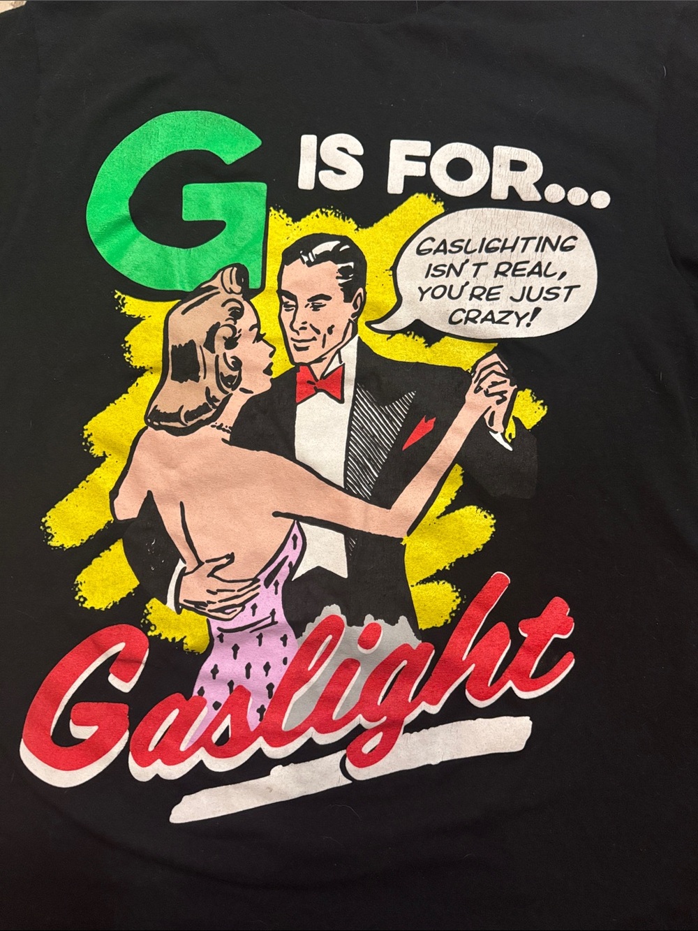 G is for Gaslight Graphic Tee - Black with Multicolor Print